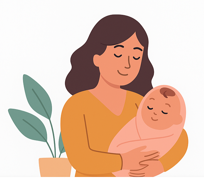 Ilustração mãe com bebê