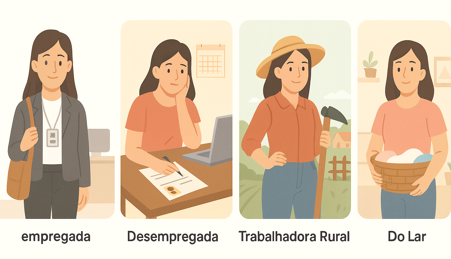 Ilustração opções de situação profissional
