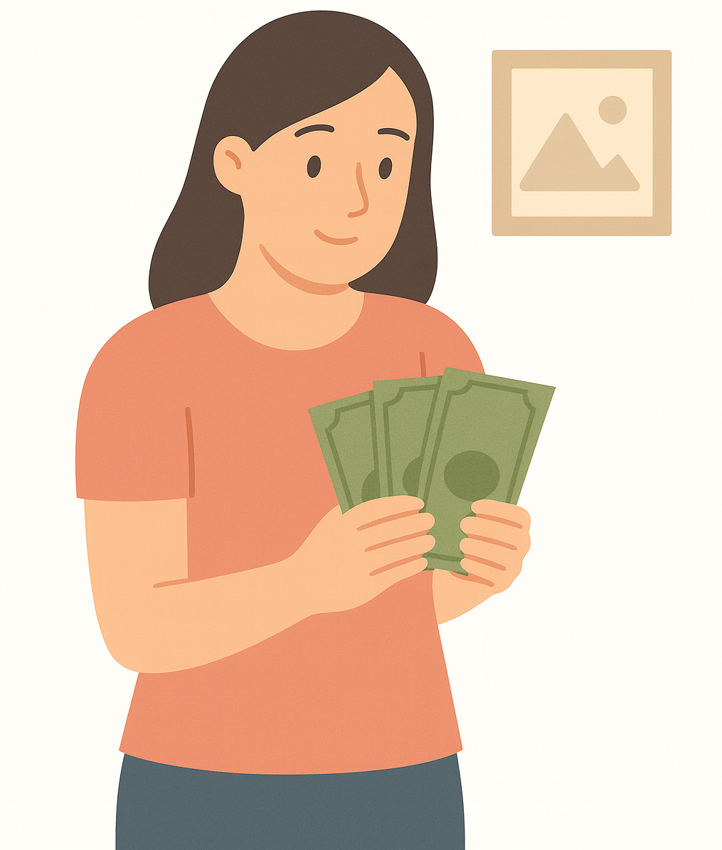 Ilustração mãe recebendo salário-maternidade